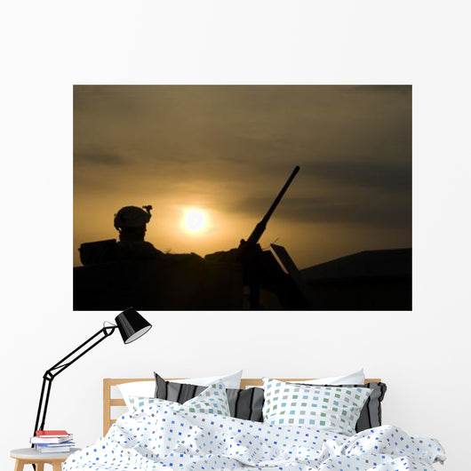 Us Soldier Mans His Wall Decal