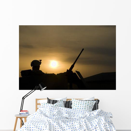 Us Soldier Mans His Wall Decal