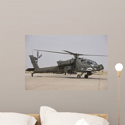 Ah-64 Apache Helicopter Wall Decal Design 2 shown on a wall