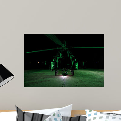 Ah-64d Apache Helicopter Night Wall Decal shown on a wall
