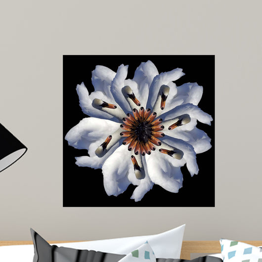 Swan Flower Black Wall Decal