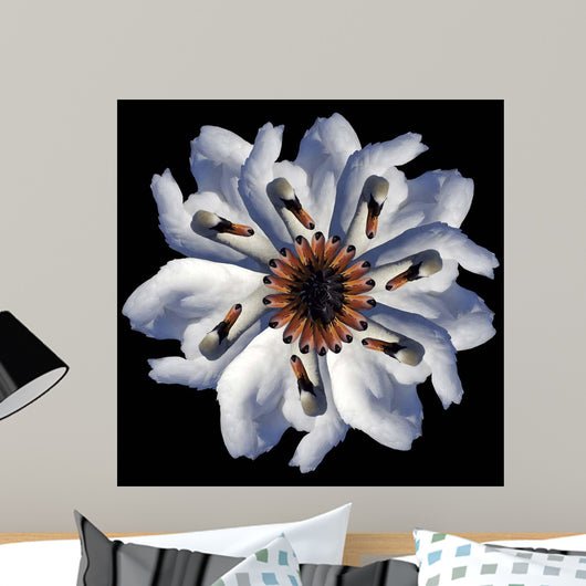 Swan Flower Black Wall Decal