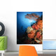 Diver Swims Soft Coral Wall Decal