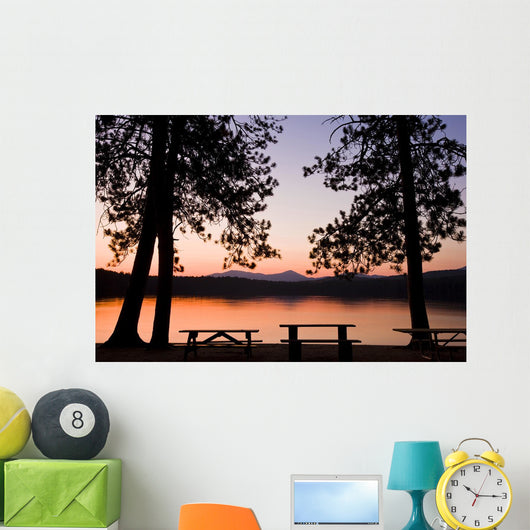 Picnic Benches after Sunset Wall Mural