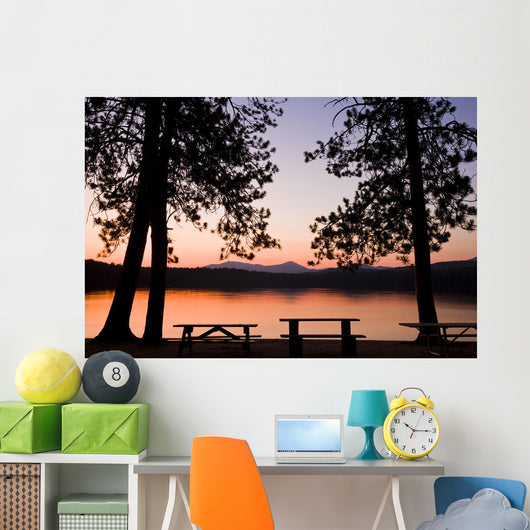 Picnic Benches after Sunset Wall Mural