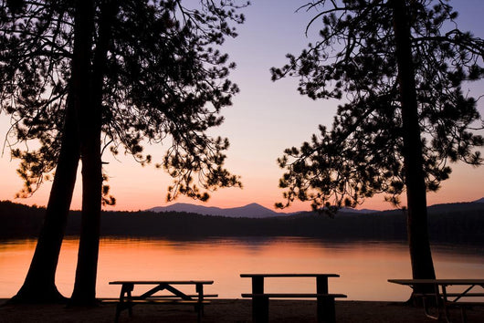 Picnic Benches after Sunset Wall Mural