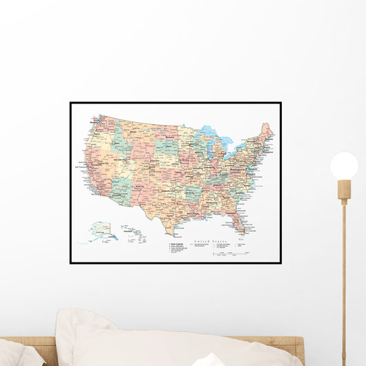 United States of America Political Map Wall Mural