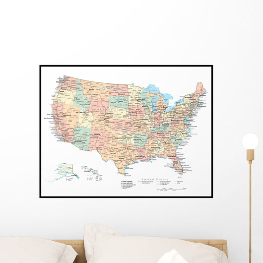 United States of America Political Map Wall Mural