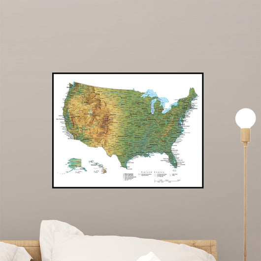 USA Terrain Map Wall Decal