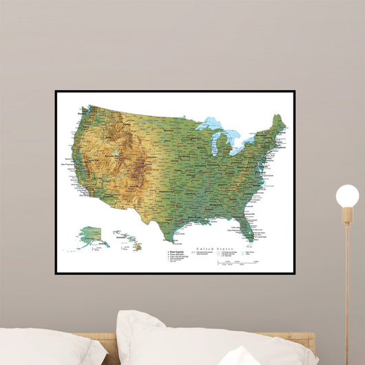 USA Terrain Map Wall Decal