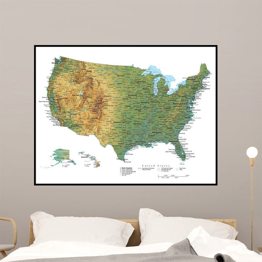 USA Terrain Map Wall Decal