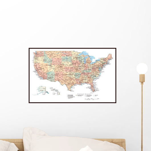 United States of America Political Map Wall Mural