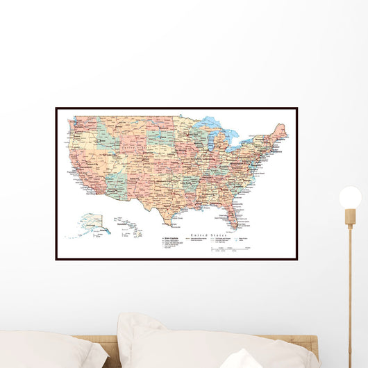 United States of America Political Map Wall Mural