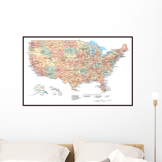 United States of America Political Map Wall Mural