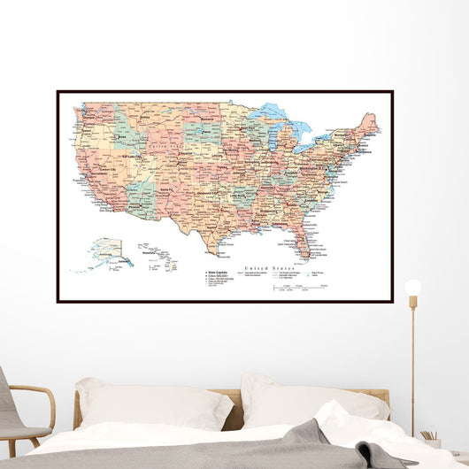 United States of America Political Map Wall Mural