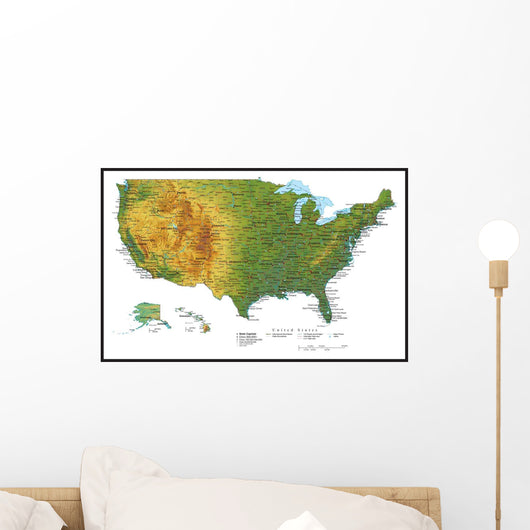 United States of America Terrain Map - USA Map Wall Mural