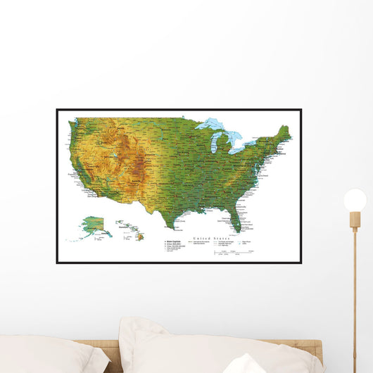 United States of America Terrain Map - USA Map Wall Mural