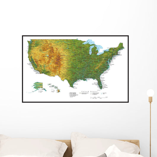 United States of America Terrain Map - USA Map Wall Mural