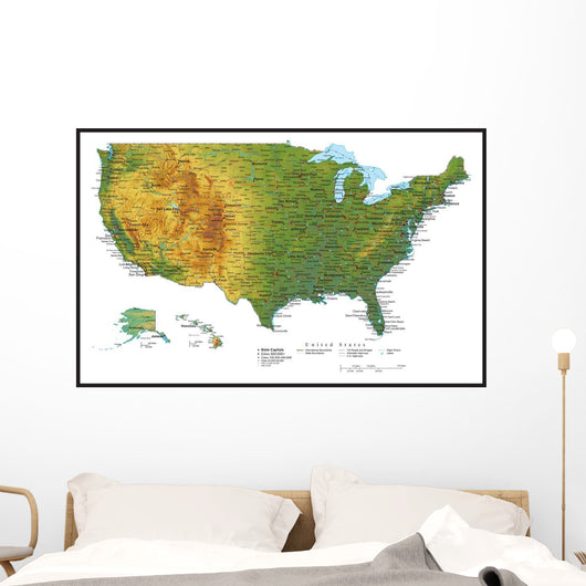 United States of America Terrain Map - USA Map Wall Mural