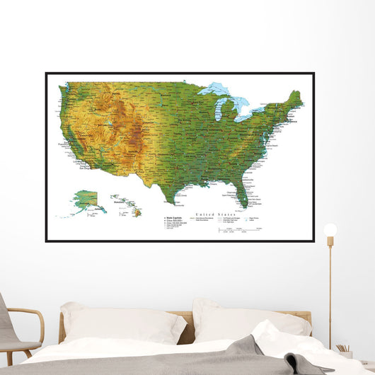United States of America Terrain Map - USA Map Wall Mural