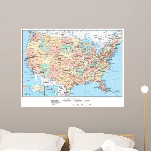 United States of America Political Map Wall Mural