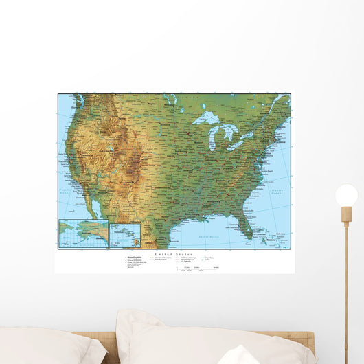 United States of America Terrain Map Wall Mural