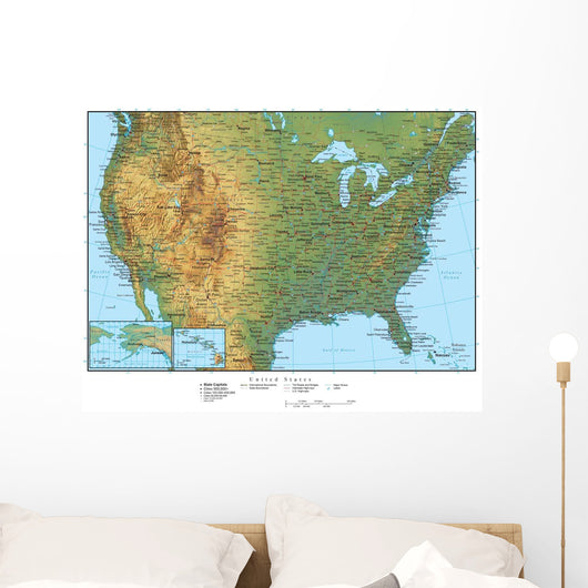 United States of America Terrain Map Wall Mural