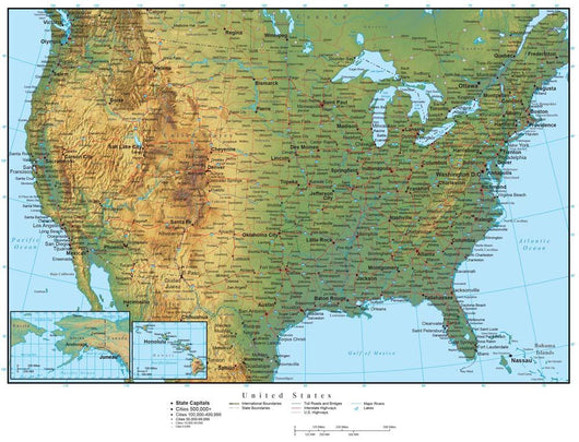 United States of America Terrain Map Wall Mural