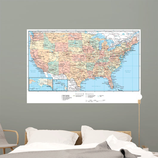 United States of America Political Map - USA Map Wall Mural