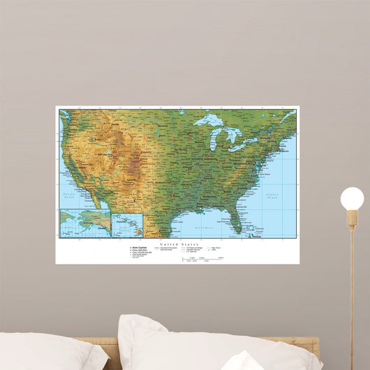 United States of America Terrain Map Wall Mural