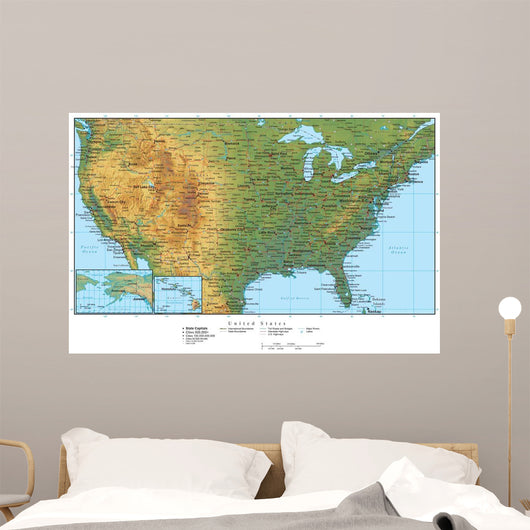 United States of America Terrain Map Wall Mural