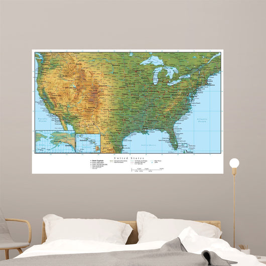 United States of America Terrain Map Wall Mural