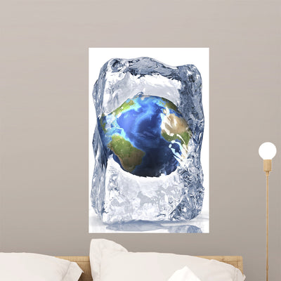 Planet Earth Frozen inside Wall Decal shown on a wall