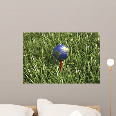 3D Rendering Earth Golf Wall Decal shown on a wall