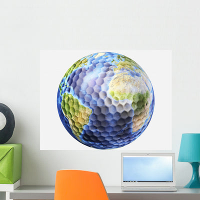 3D Rendering Planet Earth Wall Decal Design 1 shown on a wall