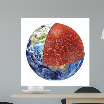 Cross Section Planet Earth Wall Decal Design 4 shown on a wall