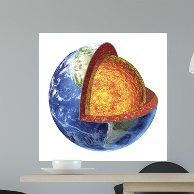 Cross Section Planet Earth Wall Decal Design 3 shown on a wall