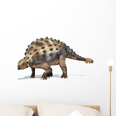 3D Rendering Ankylosaurus Dinosaur Wall Decal Design 2 shown on a wall