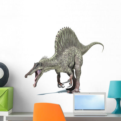 3D Rendering Spinosaurus Dinosaur Wall Decal shown on a wall