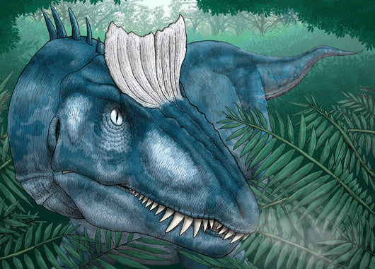 Cryolophosaurus Walking through Jurassic Wall Decal