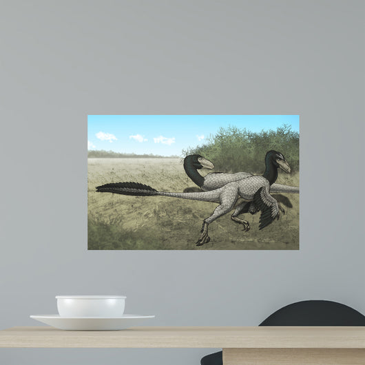 Two Dromaeosaurus Dinosaurs Sunbathing Wall Decal