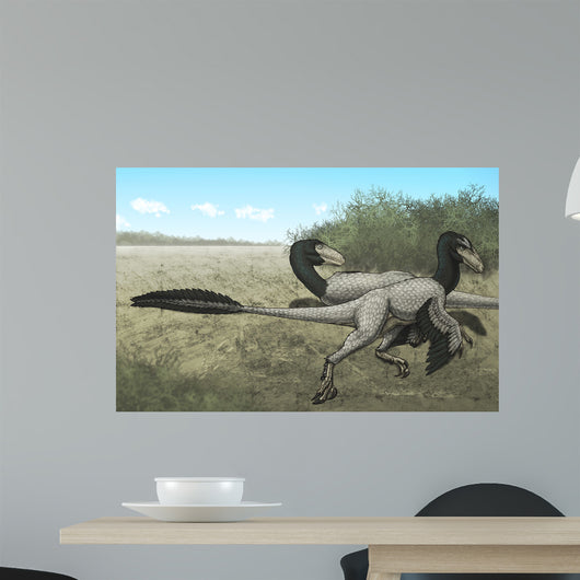 Two Dromaeosaurus Dinosaurs Sunbathing Wall Decal
