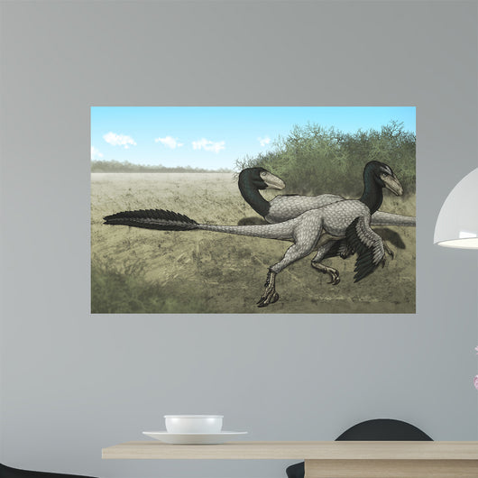 Two Dromaeosaurus Dinosaurs Sunbathing Wall Decal