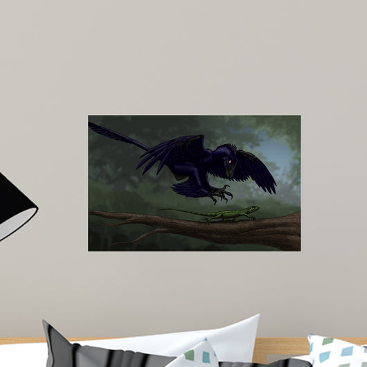 Microraptor Hunting Small Lizard Wall Decal