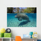 Florida Manatee Swimming Crystal Wall Decal Design 2