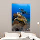 Diver Swimming with Green Wall Decal Design 2