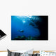 Diver Explores Underhang Mushroom Wall Decal