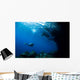 Diver Explores Underhang Mushroom Wall Decal