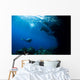 Diver Explores Underhang Mushroom Wall Decal
