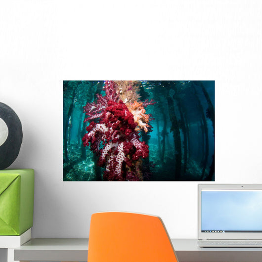 Soft Coral Growing Pilings Wall Decal Design 2